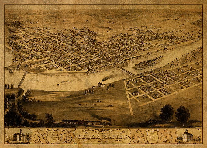 Cedar Rapids Iowa Map 1868