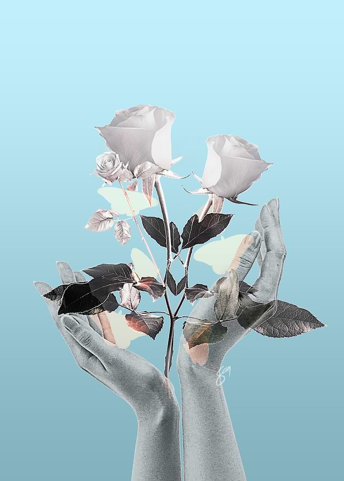 Florescent Hands Blue