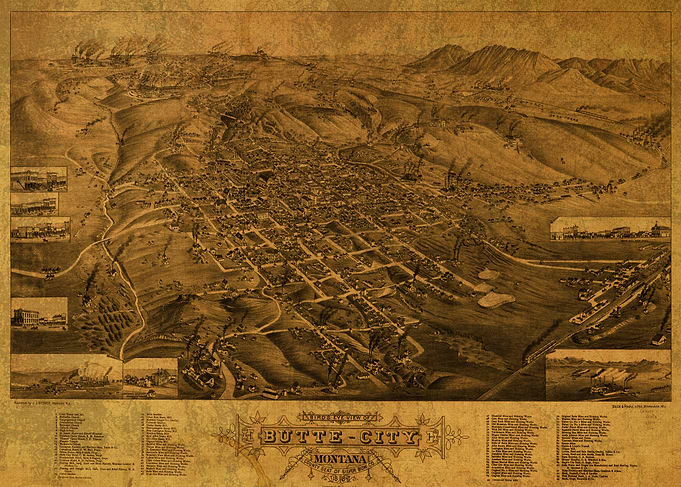 Butte Montana Map 1884