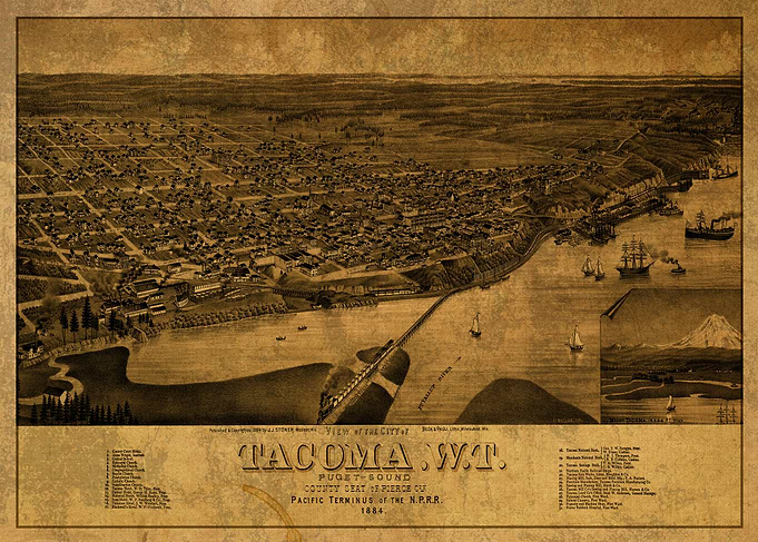 Tacoma Washington Map 1884