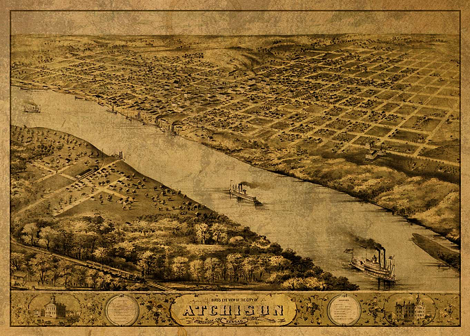 Atchison Kansas Map 1869