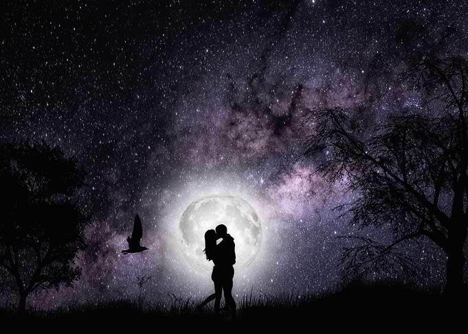 The kiss in the moonlight