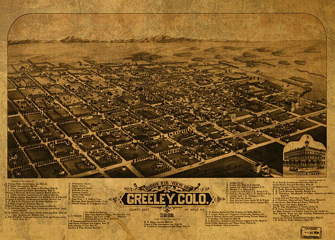 Greeley Colorado Map 1882