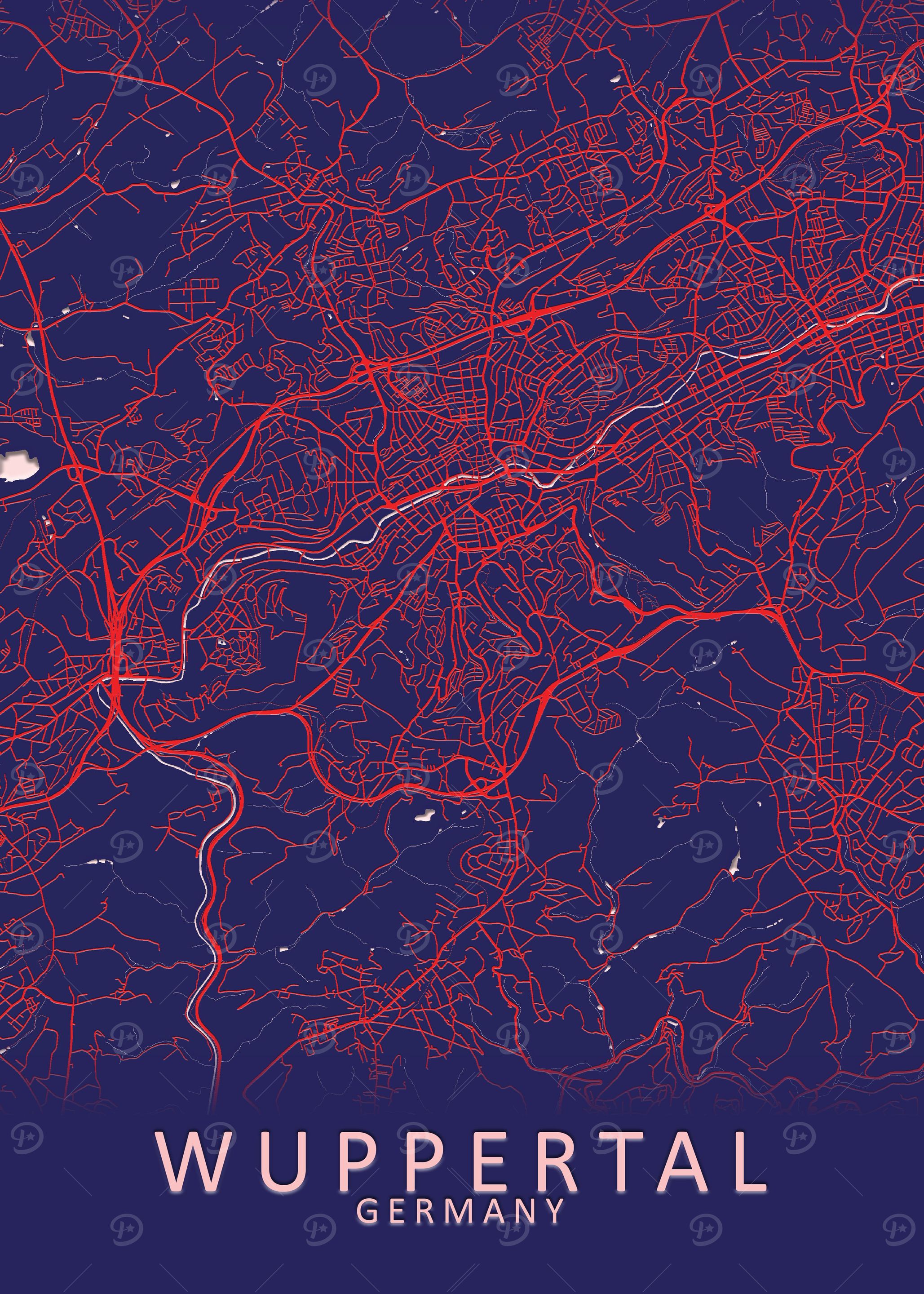 Wuppertal Germany City Map