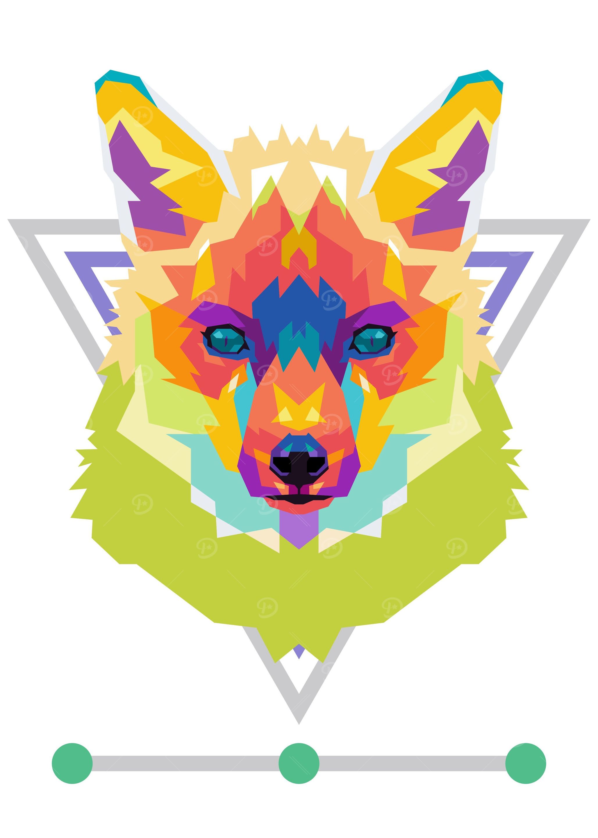 fox pop art in white backg