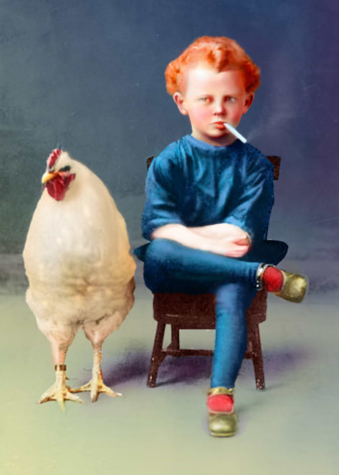 Colorized b and w photo