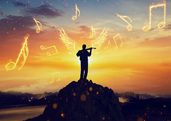 Sunset with music