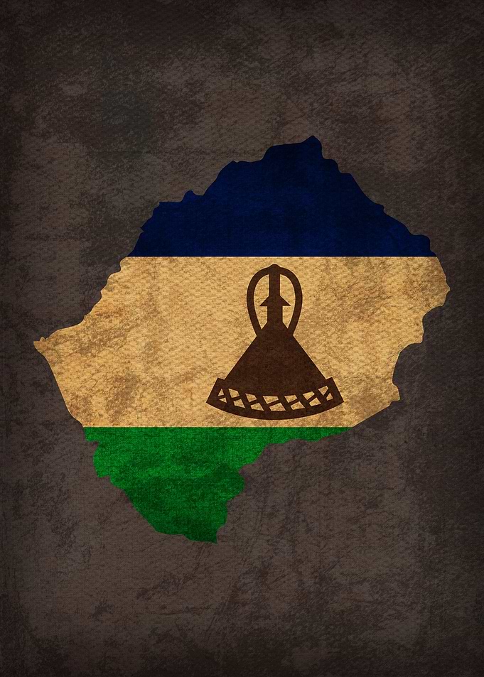 Lesotho Country Flag Map