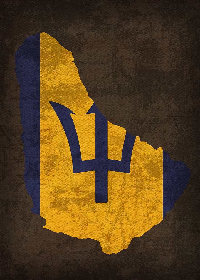 Barbados Country Flag Map
