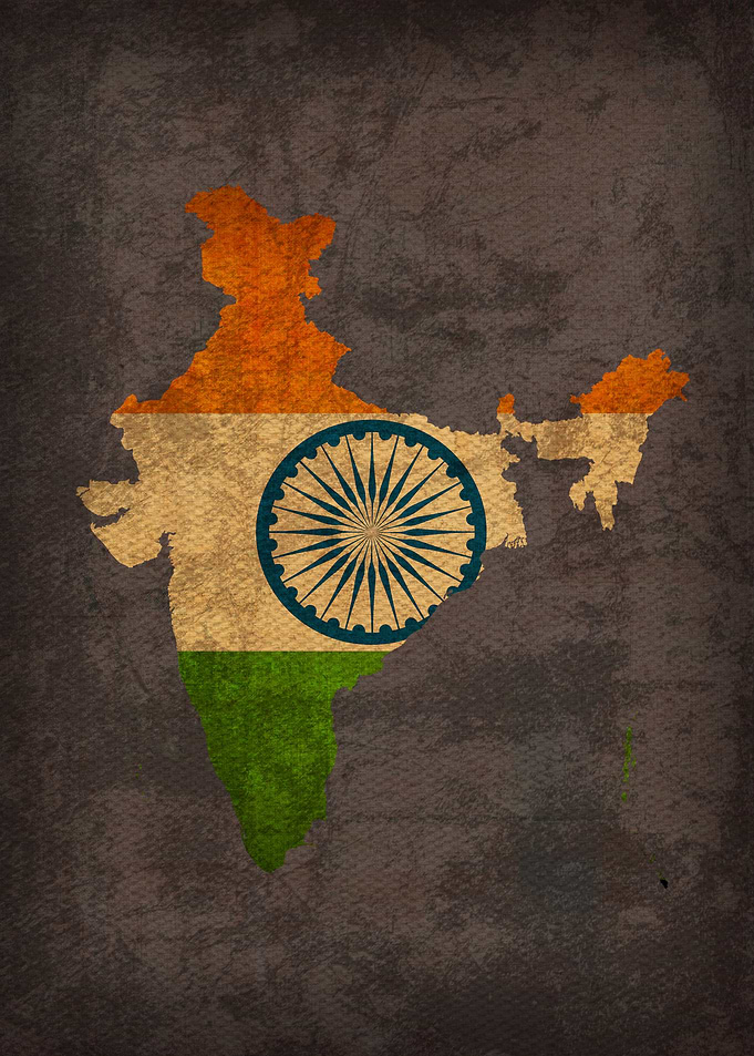 India Country Flag Map