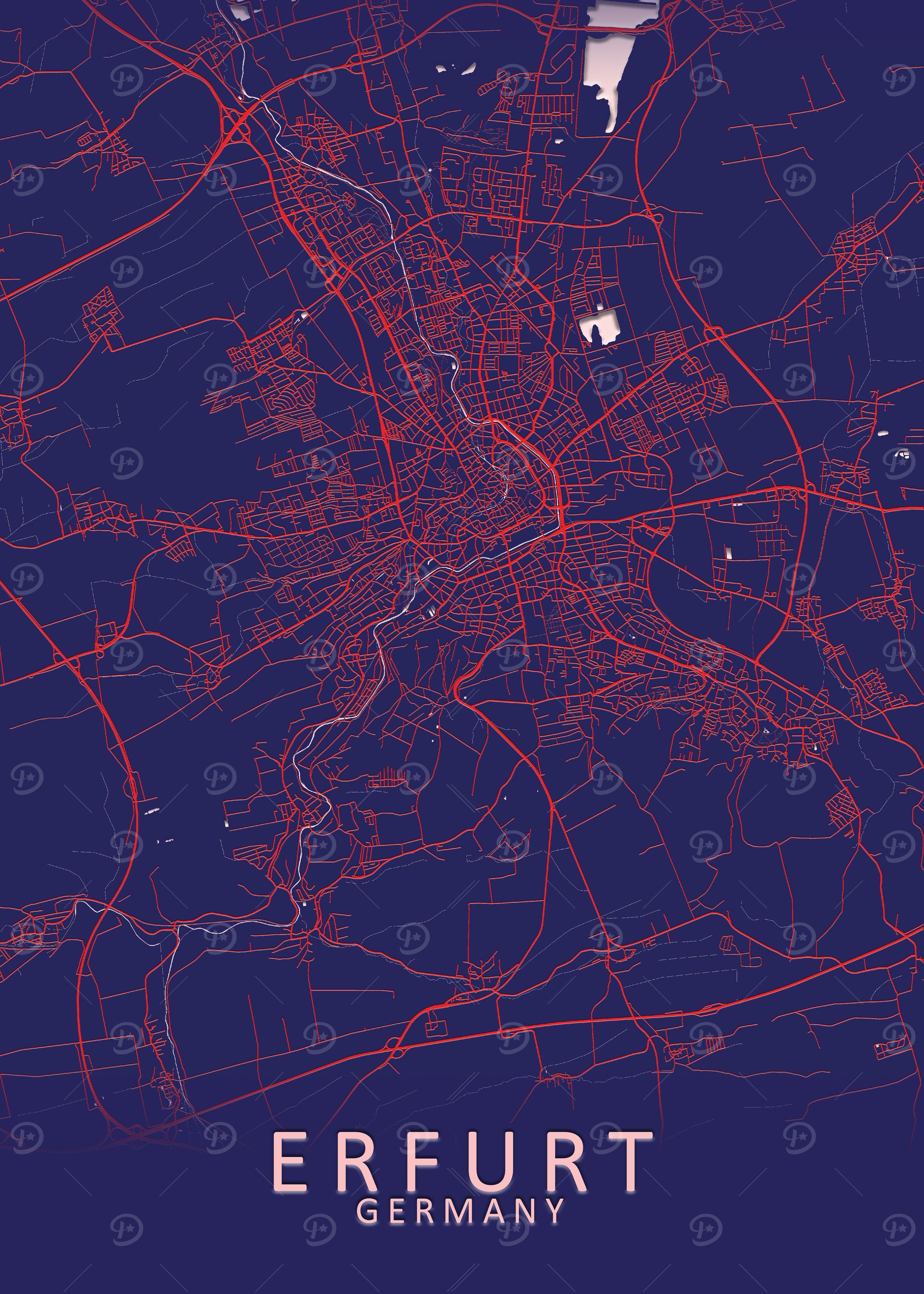 Erfurt Germany City Map
