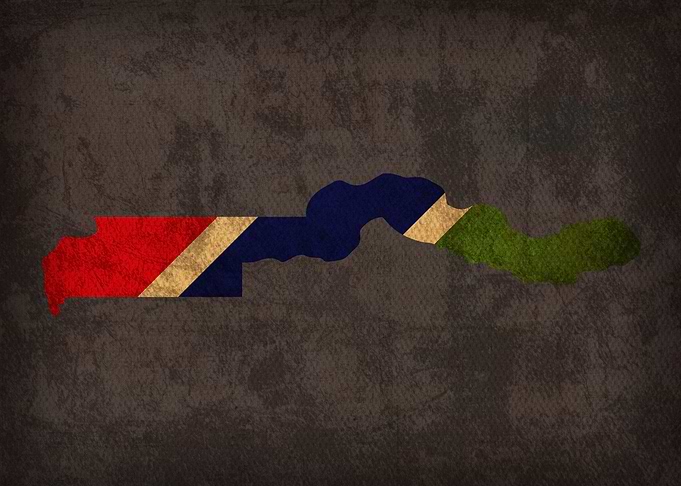 Gambia Country Flag Map