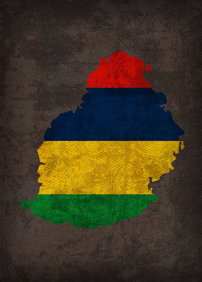 Mauritius Country Flag Map