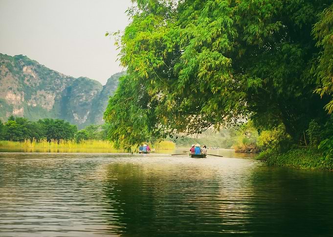 On the boat at Trang An