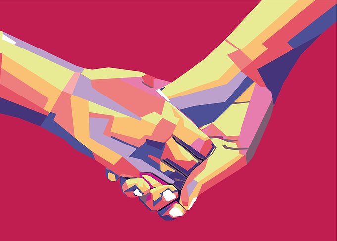 holding hands full colors