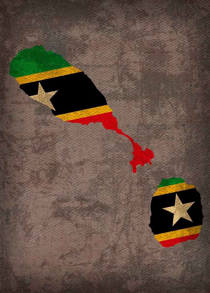 St Kitts Nevis Flag Map