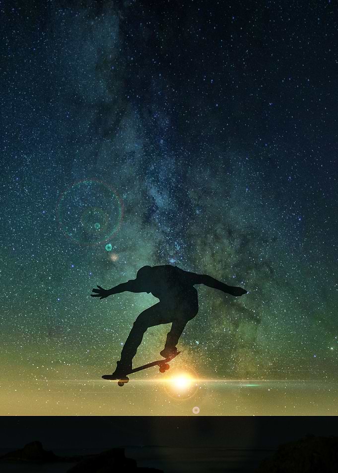 skateboard player