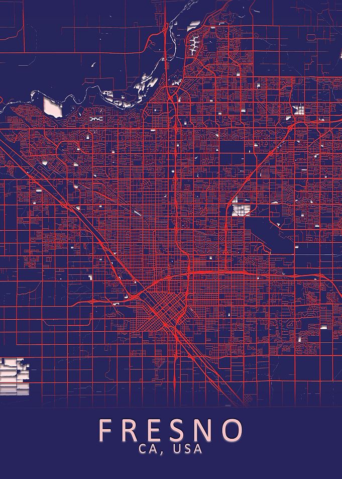 Fresno CA USA City Map
