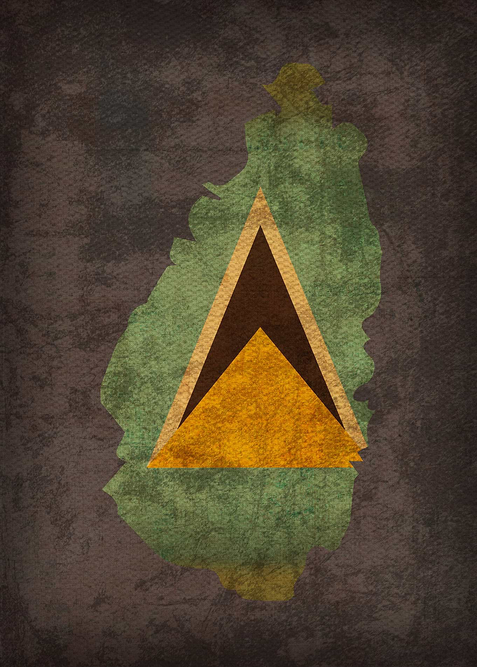 St Lucia Country Flag Map