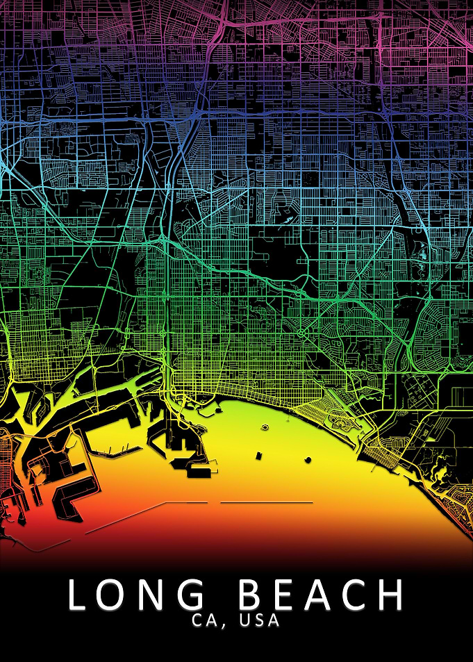 Long Beach CA USA City Map