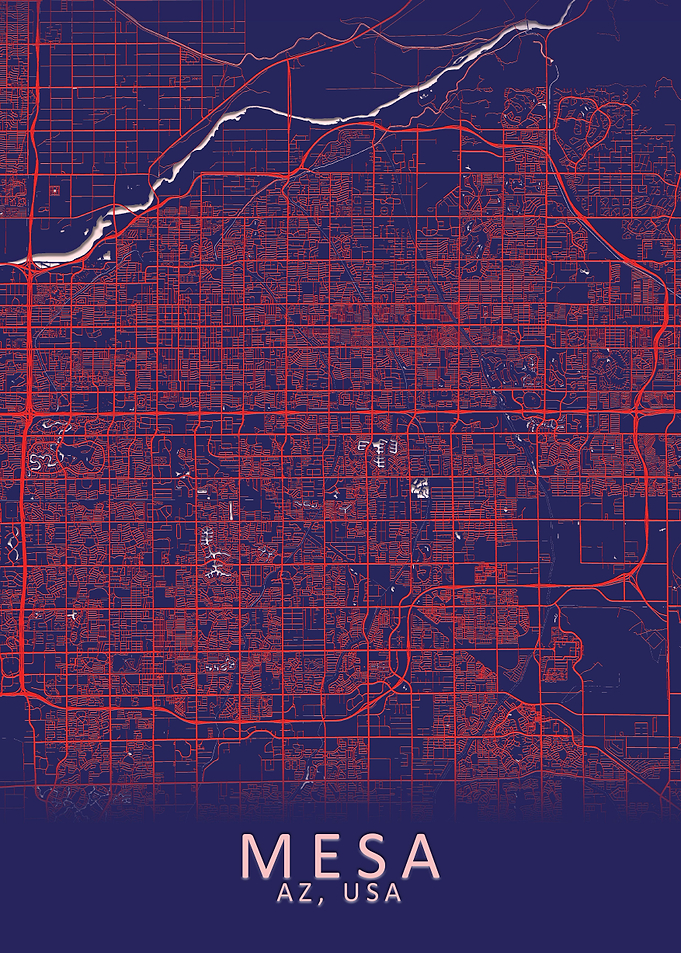 Mesa AZ USA City Map