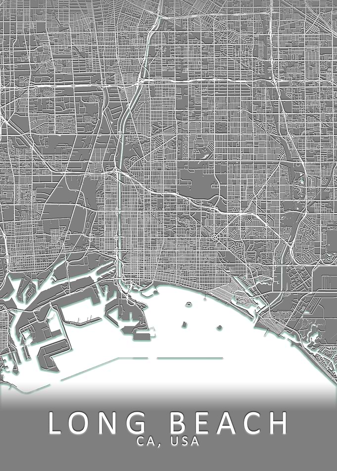 Long Beach CA USA City Map