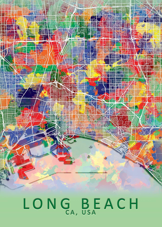 Long Beach CA USA City Map