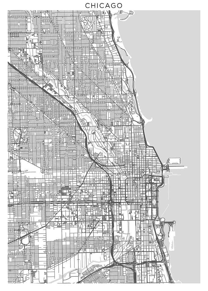 Chicago grey map