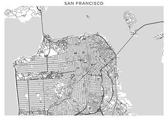 San Francisco grey map