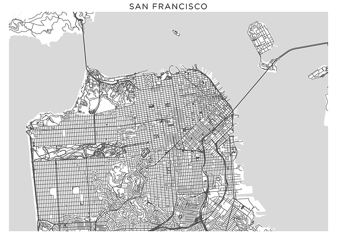 San Francisco grey map