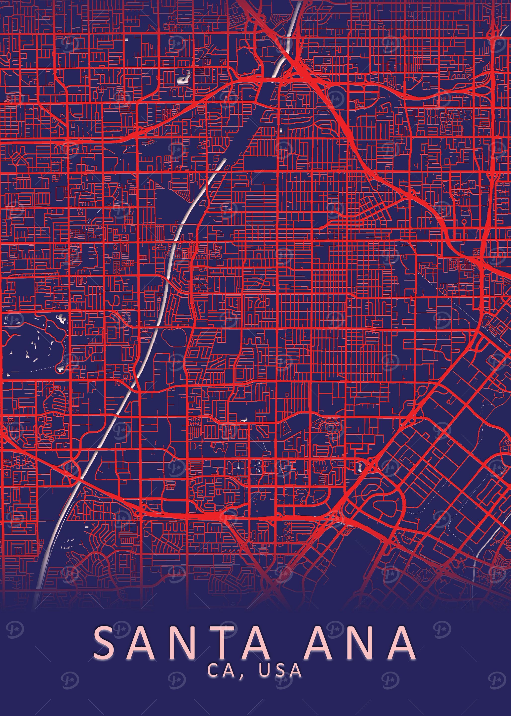 Santa Ana CA USA City Map