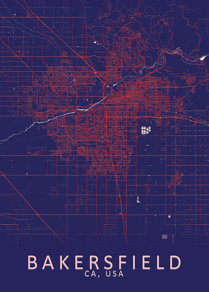 Bakersfield USA City Map