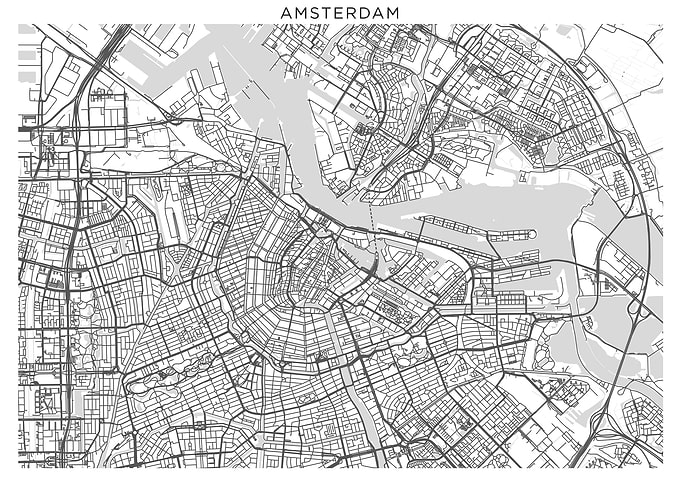 Amsterdam grey map