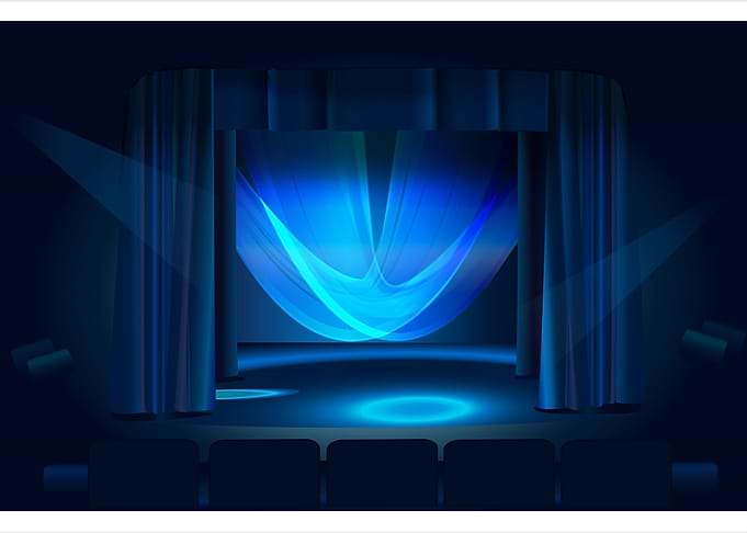 Stage blue drapery