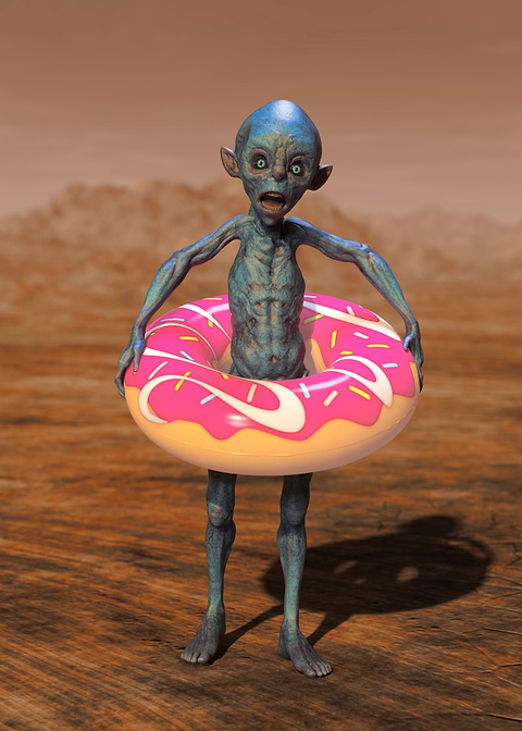 Alien with Pink Float
