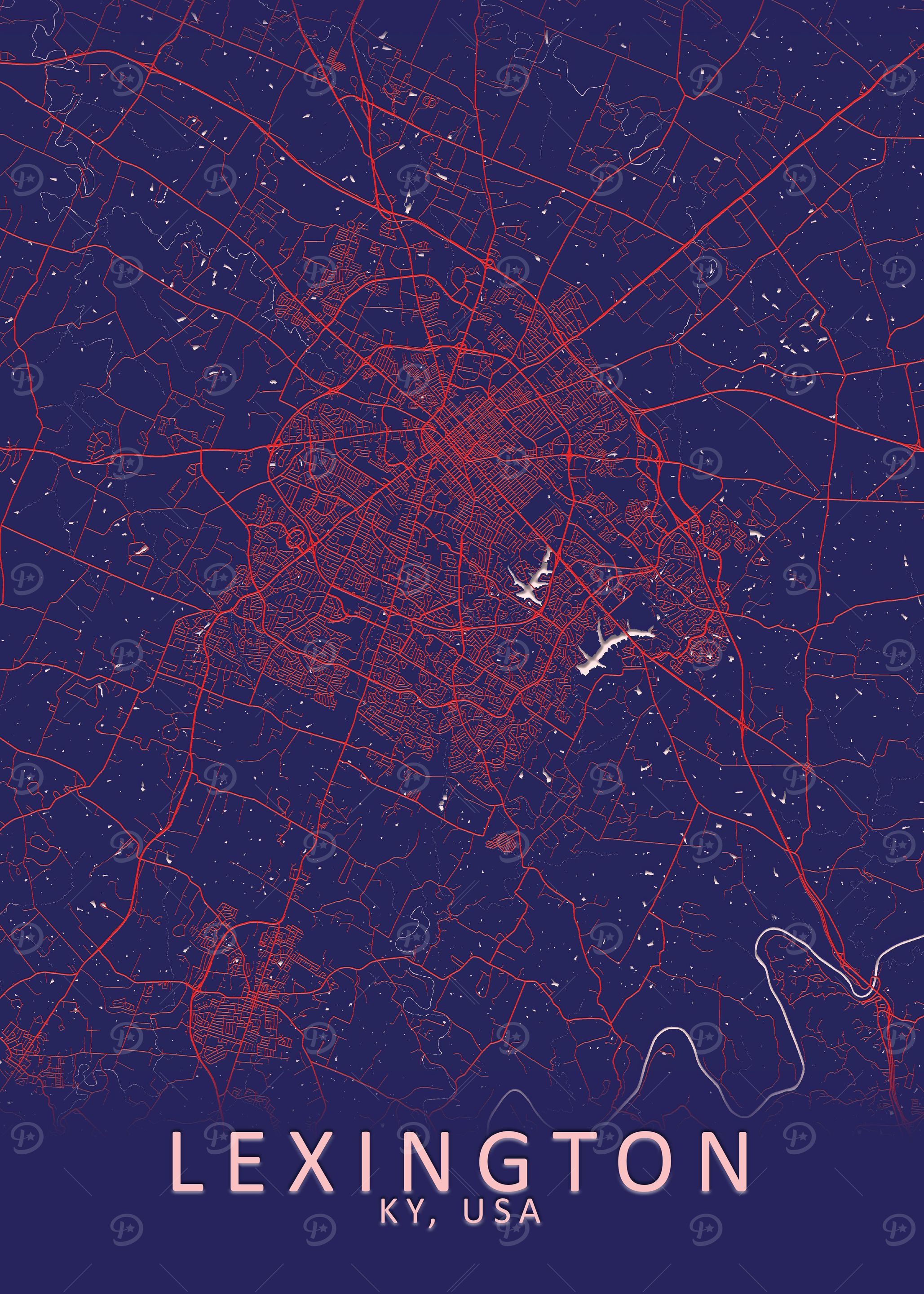 Lexington KY USA City Map
