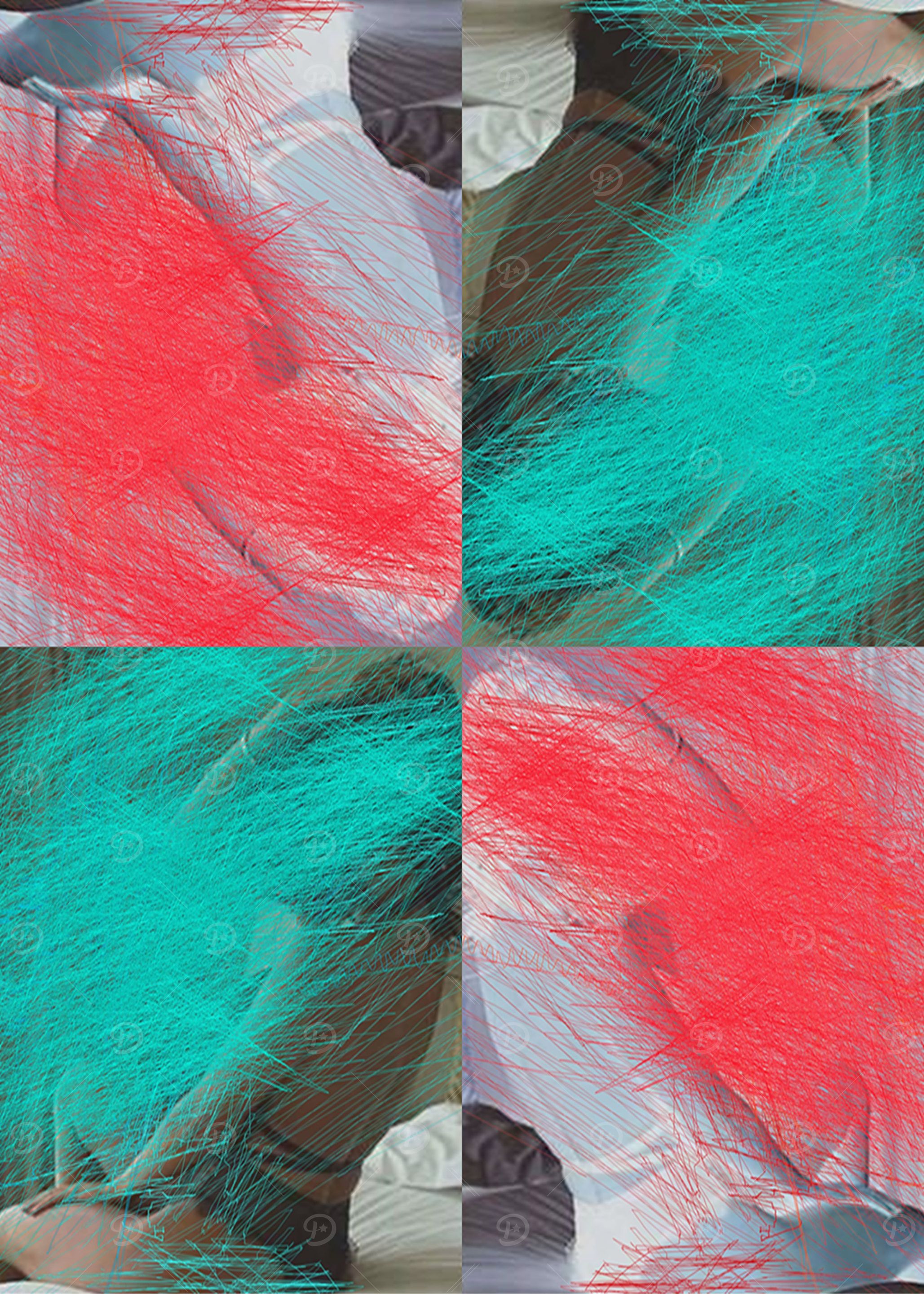 blue red lady