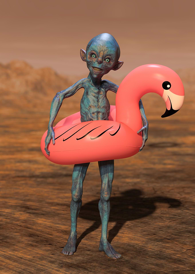 Alien with Pink Float