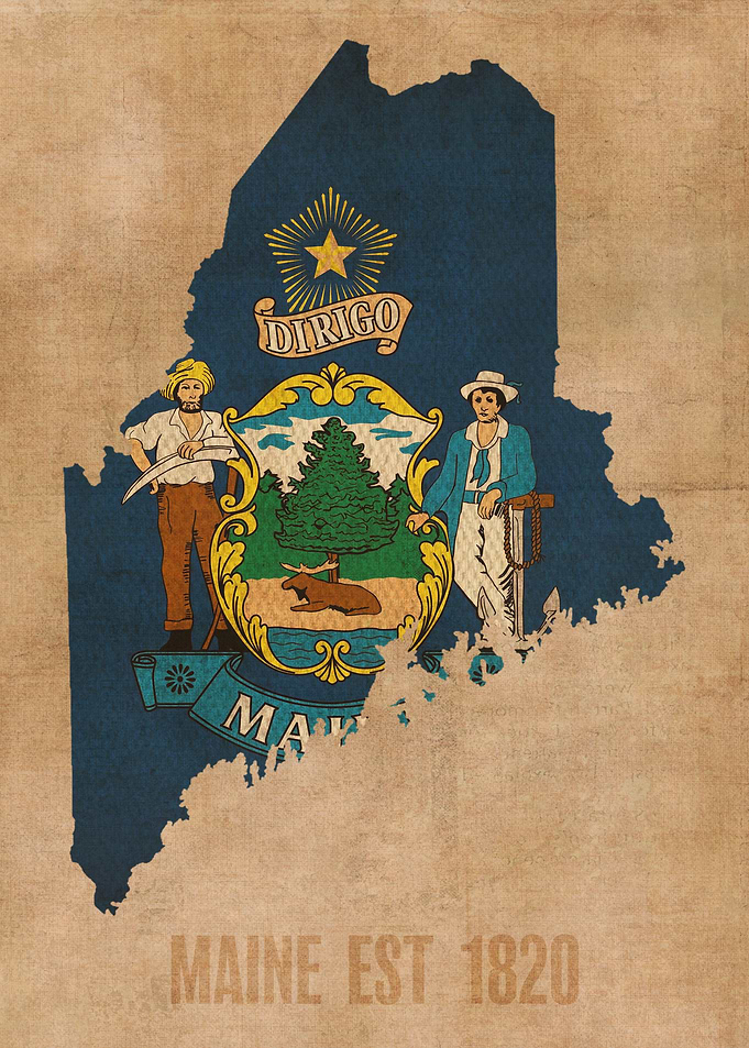 Maine State Flag Map