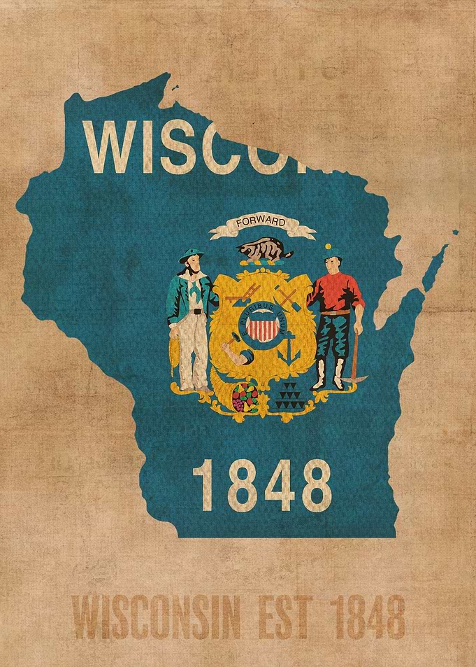 Wisconsin State Flag Map