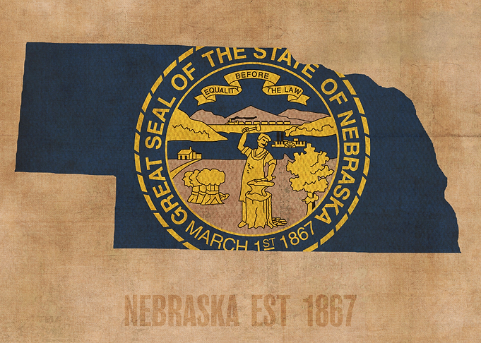 Nebraska State Flag Map