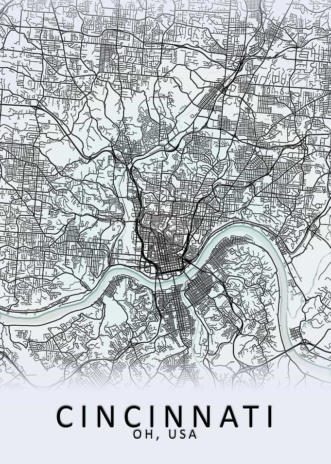 Cincinnati OH USA City Map
