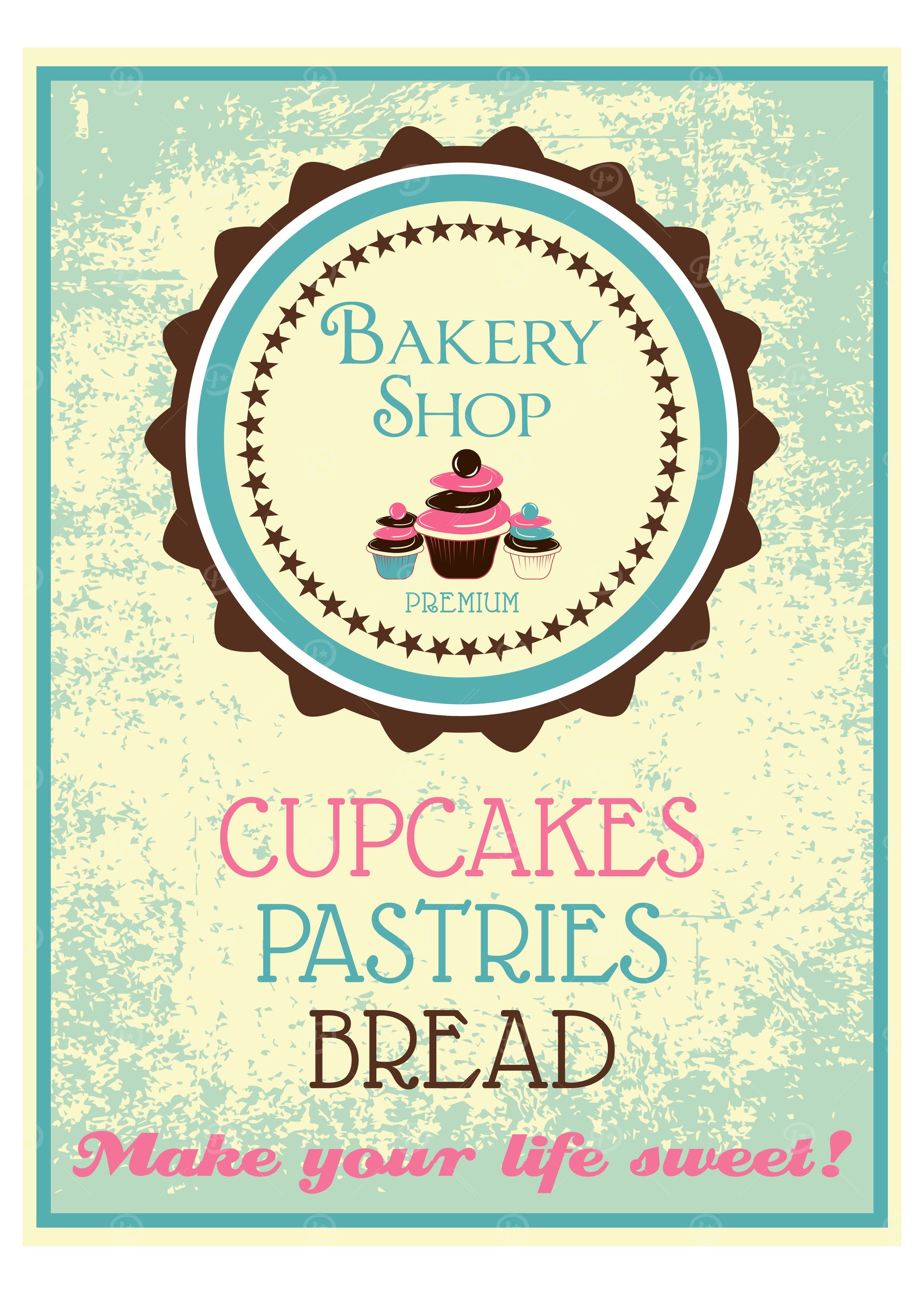Vintage cupcake poster