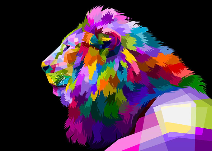 lion looked from the side