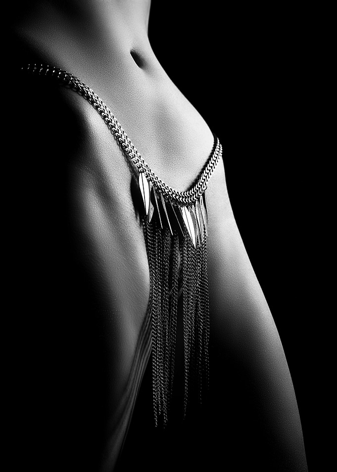 Woman closeup chain panty