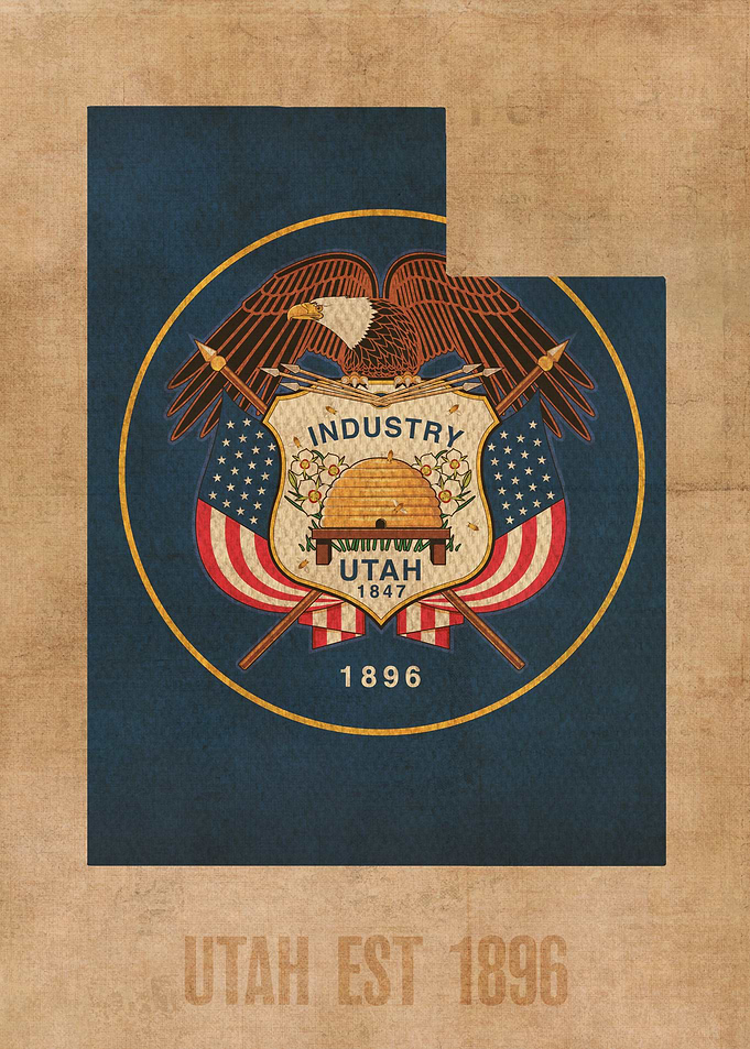 Utah State Flag Map