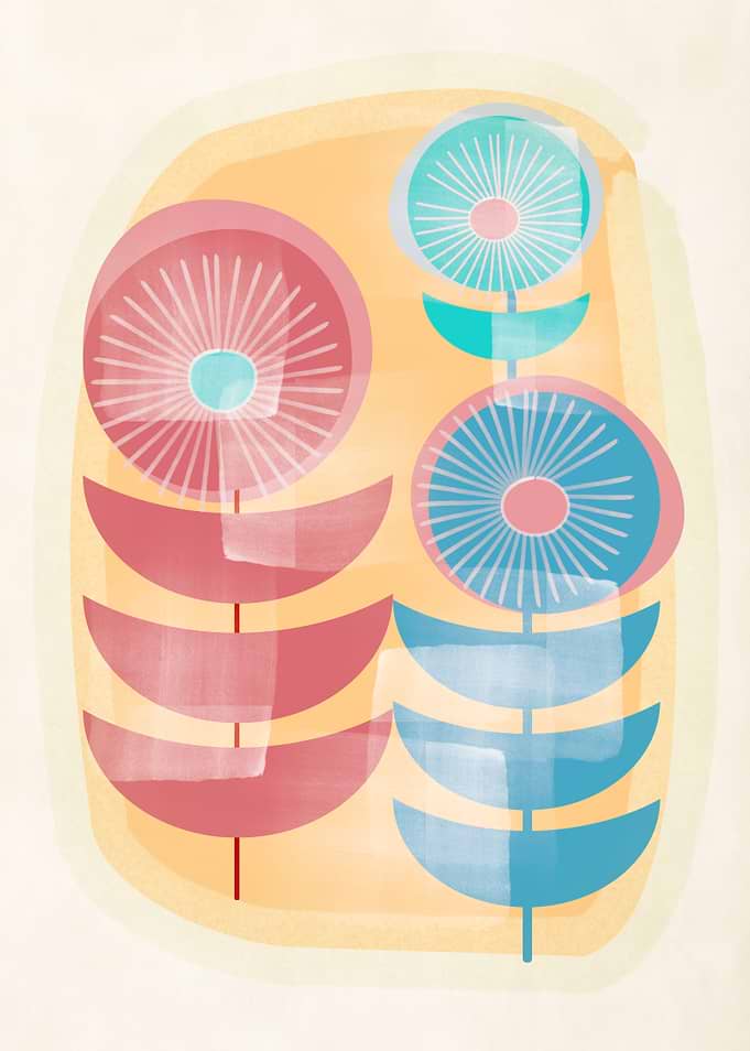 Three Retro Flowers