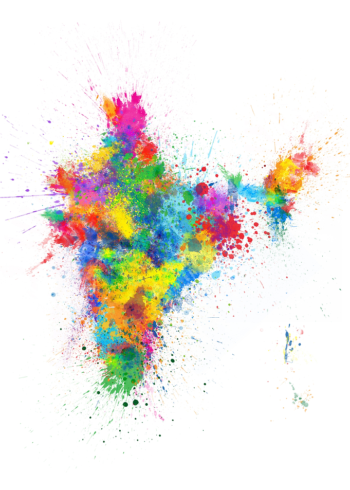 India Paint Splashes Map