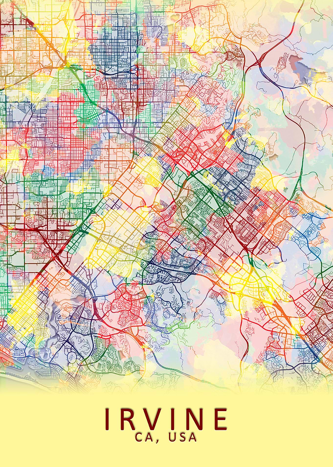 Irvine CA USA City Map