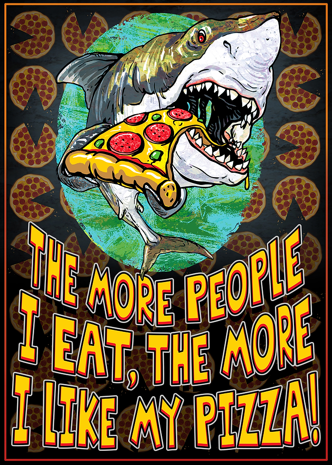 Funny Pizza Loving Shark